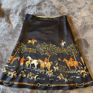 J. Crew Black Equestrian Print A-Line Skirt